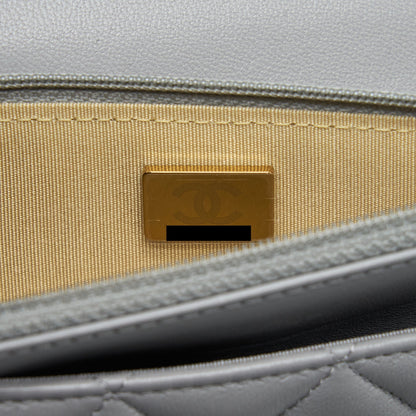 Chanel Pearl Crush Wallet On Chain Lambskin Grey Brushed GHW (Microchip)