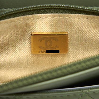 Chanel 21B Green GHW Pearl Crush Wallet On Chain