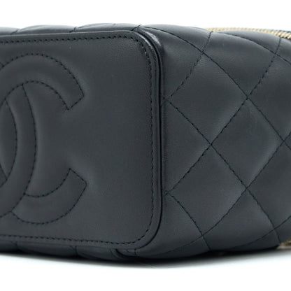 Chanel Pear Crush Long Vanity With Chain Lambskin Black GHW
