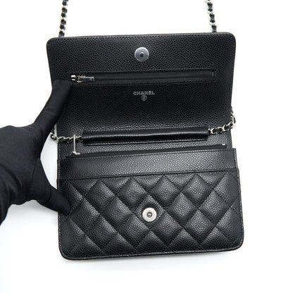 Chanel Classic Wallet On Chain Caviar Black SHW (Microchip)