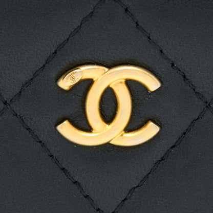Chanel Pear Crush Long Vanity With Chain Lambskin Black GHW