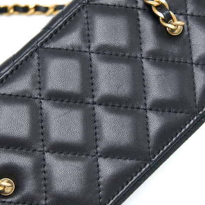Chanel Pear Crush Long Vanity With Chain Lambskin Black GHW