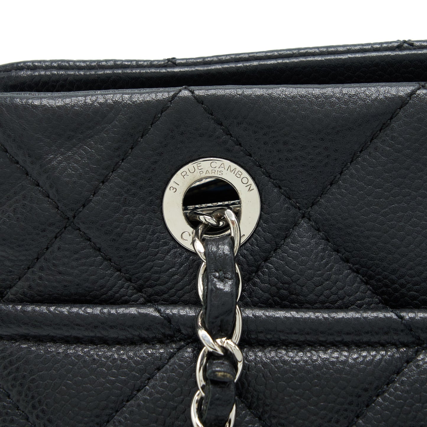 Chanel CC Logo Tote Bag Caviar Black SHW