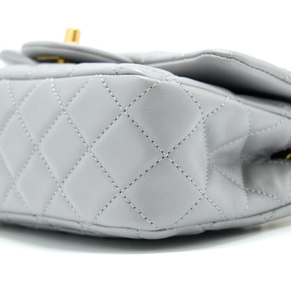 Chanel Pearl Crush Mini Square Flap Bag Lambskin Grey GHW