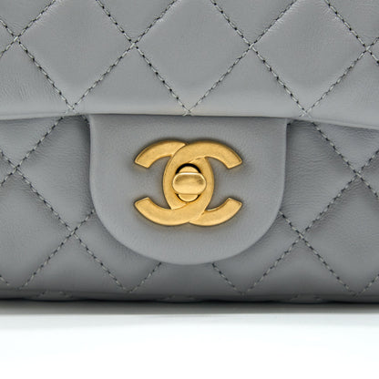 Chanel Pearl Crush Mini Square Flap Bag Lambskin Grey GHW