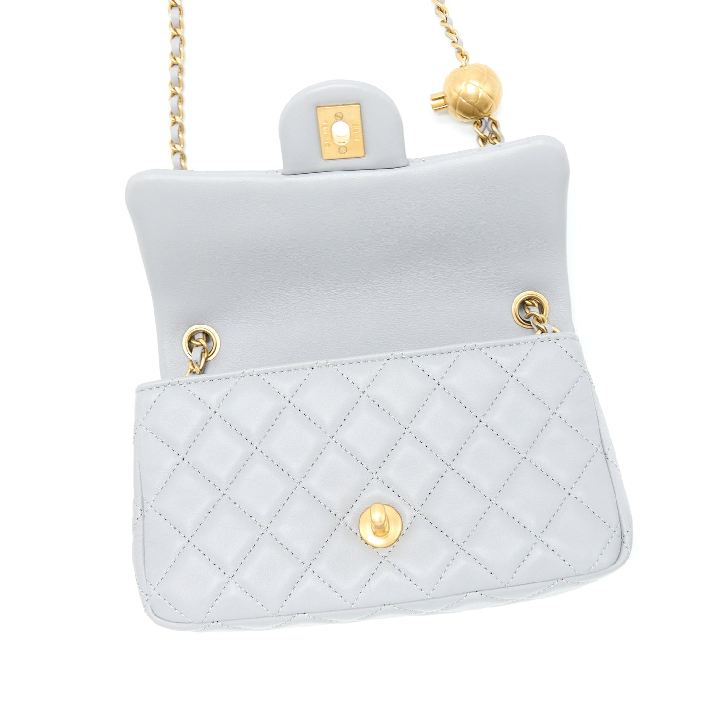 Chanel 21B Pearl Crush Mini Rectangular Flap Bag Lambskin Grey GHW (Microchip)