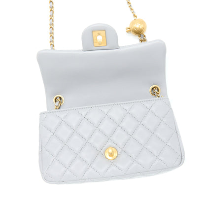 Chanel 21B Pearl Crush Mini Rectangular Flap Bag Lambskin Grey GHW (Microchip)