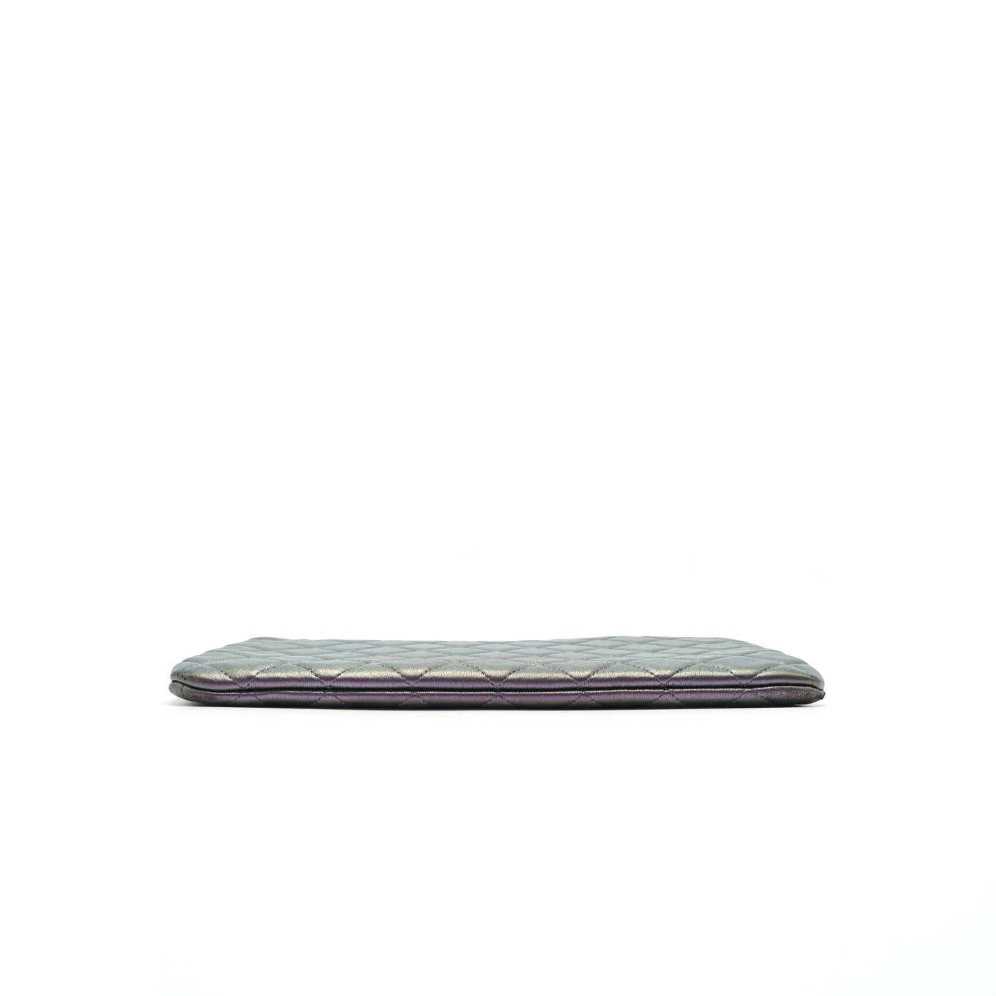 Chanel Quilted Leather Clutch Bag in Metallic Purple