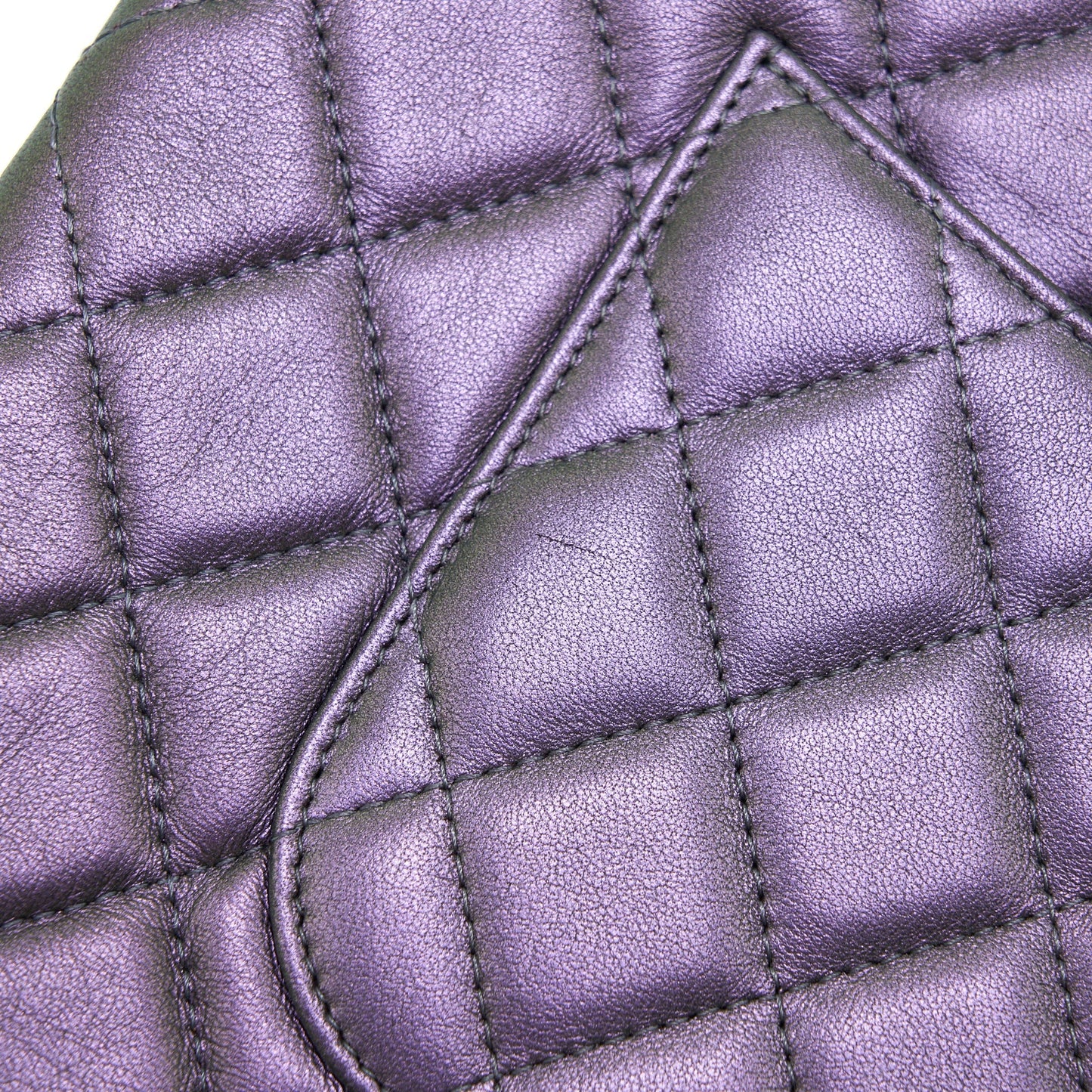 Chanel Quilted Leather Clutch Bag in Metallic Purple