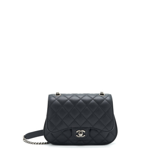 Chanel Quilted Flap Crossbody Bag Black Ruthenium Hardware