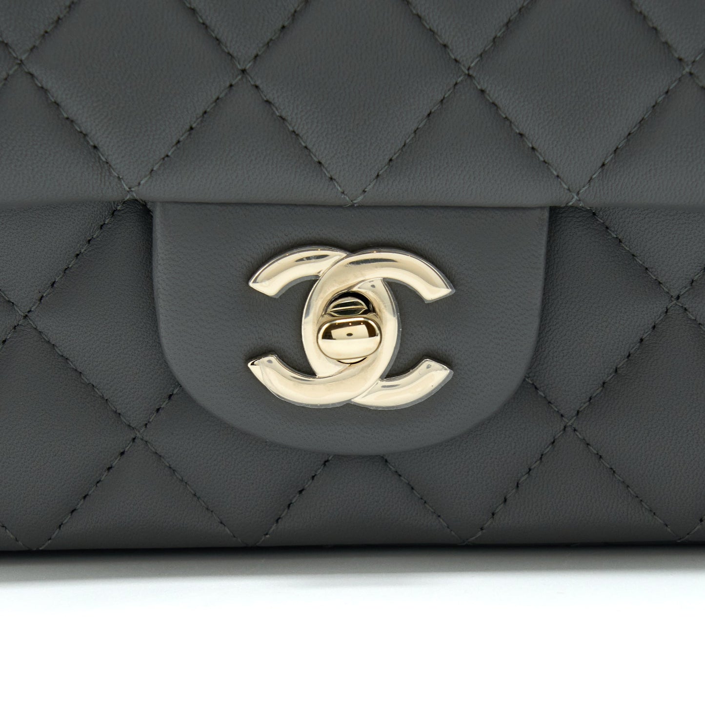 Chanel 22A Top Handle Mini Rectangular Flap Bag Lambskin Grey LGHW (Microchip)