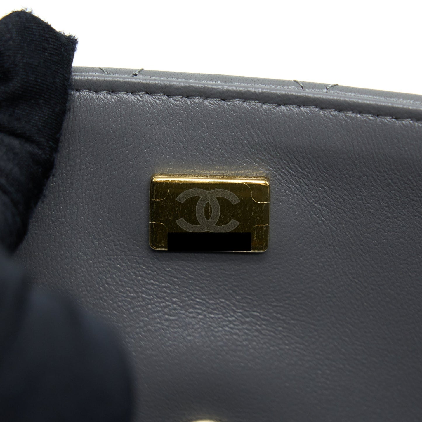 Chanel 22A Top Handle Mini Rectangular Flap Bag Lambskin Grey LGHW (Microchip)