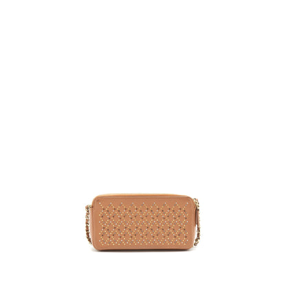 Chanel Stud Double Zip Wallet On Chain Dark Beige