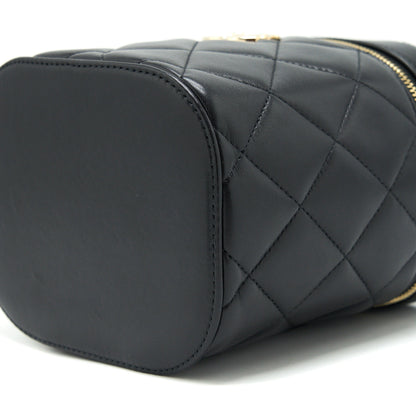 Chanel Trendy CC Round Vanity Case Crossbody Bag Lambskin Black LGHW
