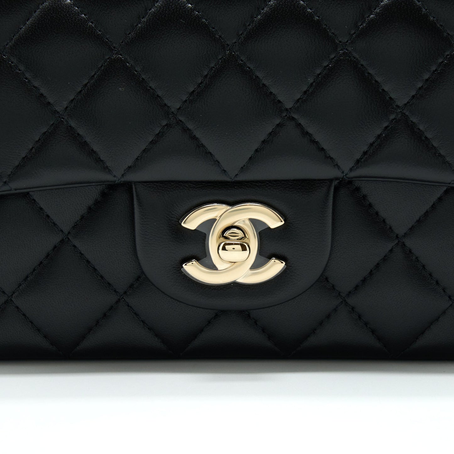 Chanel 22A Top Handle Mini Rectangular Flap Bag Lambskin Black GHW (Microchip)