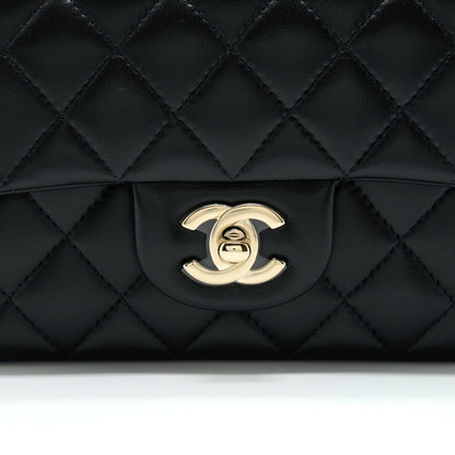 Chanel 22A Top Handle Mini Rectangular Flap Bag Lambskin Black GHW (Microchip)