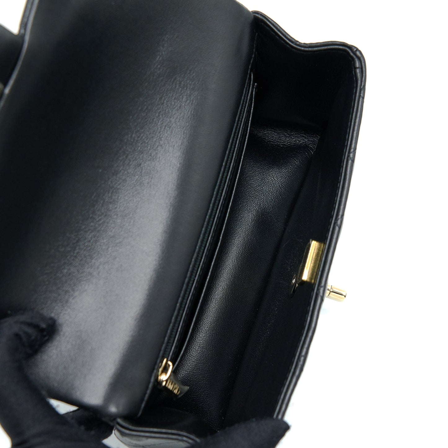 Chanel 22A Top Handle Mini Rectangular Flap Bag Lambskin Black GHW (Microchip)