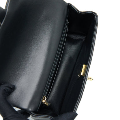 Chanel 22A Top Handle Mini Rectangular Flap Bag Lambskin Black GHW (Microchip)