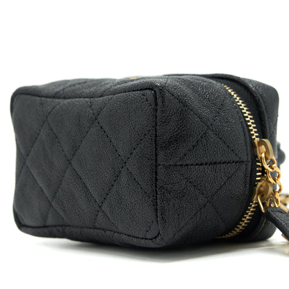 Chanel top handle mini zipper soft Vanity with chain Caviar black GHW