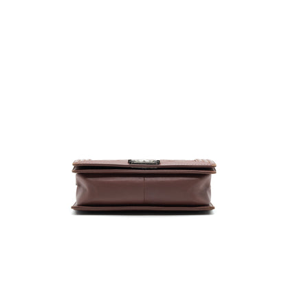 CHANEL MEDIUM BOY CHANEL BAG CHOCOLATE BROWN SHW