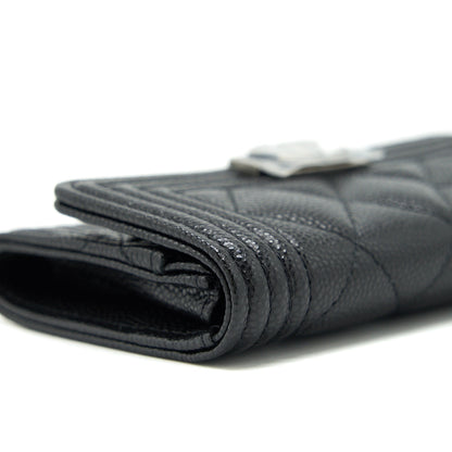 Chanel Boy Cardholder Caviar Black Ruthenium SHW