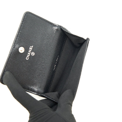 Chanel Boy Cardholder Caviar Black Ruthenium SHW