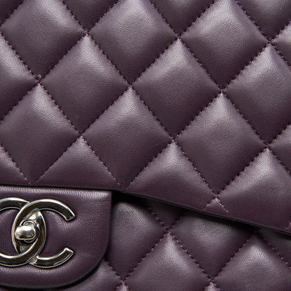 Chanel Maxi Double Flap Bag Lambskin Burgundy SHW