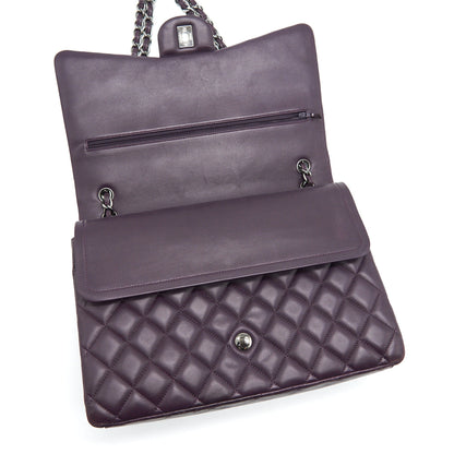 Chanel Maxi Double Flap Bag Lambskin Burgundy SHW