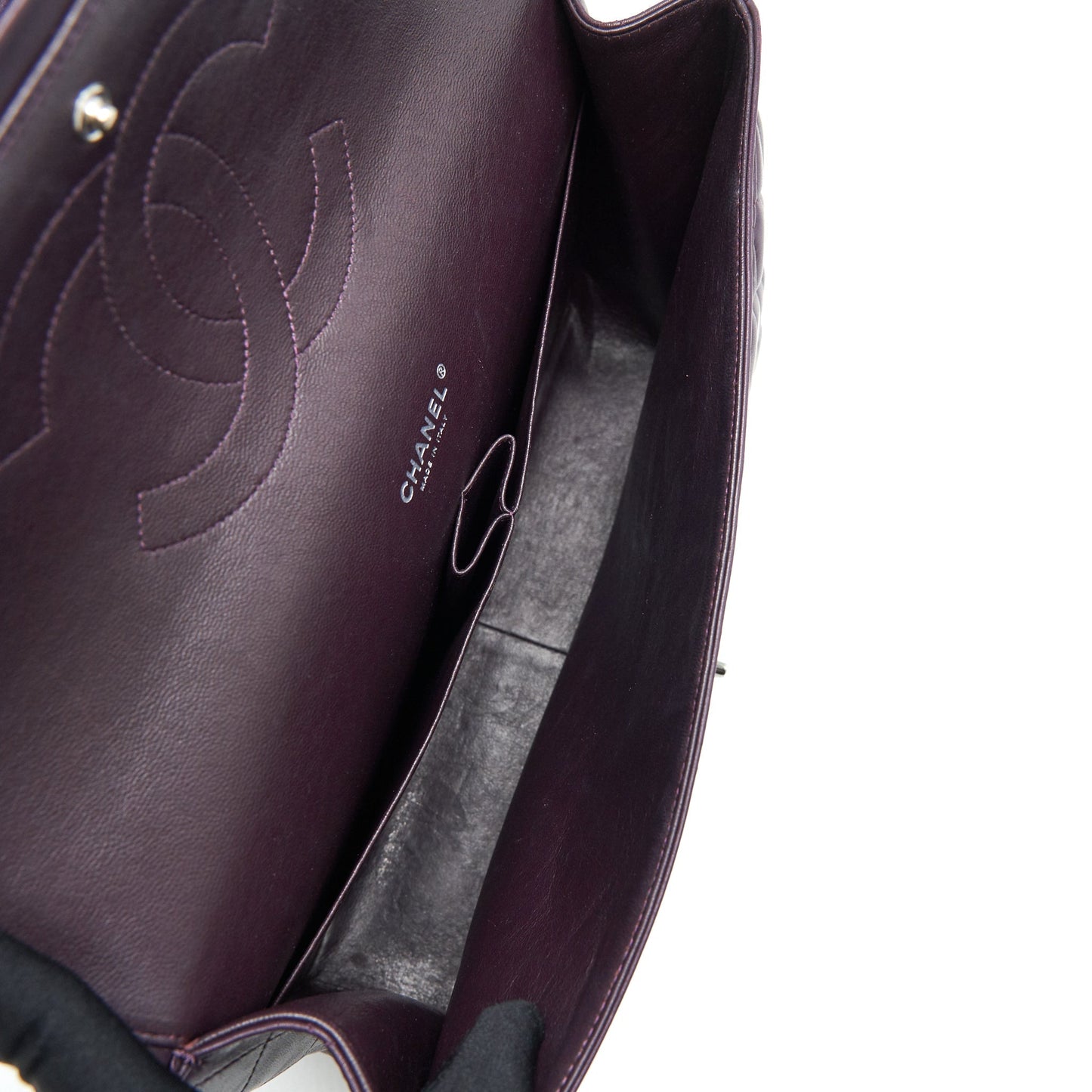Chanel Maxi Double Flap Bag Lambskin Burgundy SHW