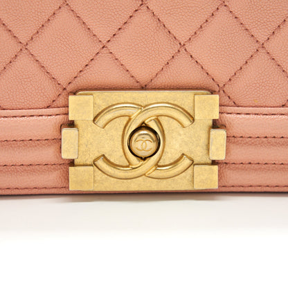 CHANEL MEDIUM BOY CHANEL BAG CAVIAR PINK GHW