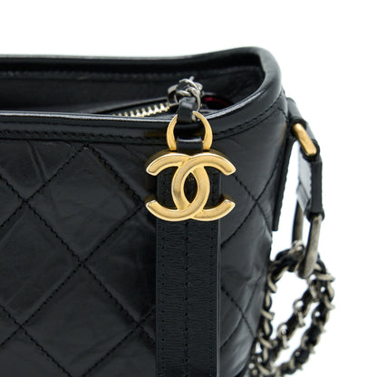 Chanel Small Gabrielle Hobo Bag Calfskin Black With Multicolour Hardware