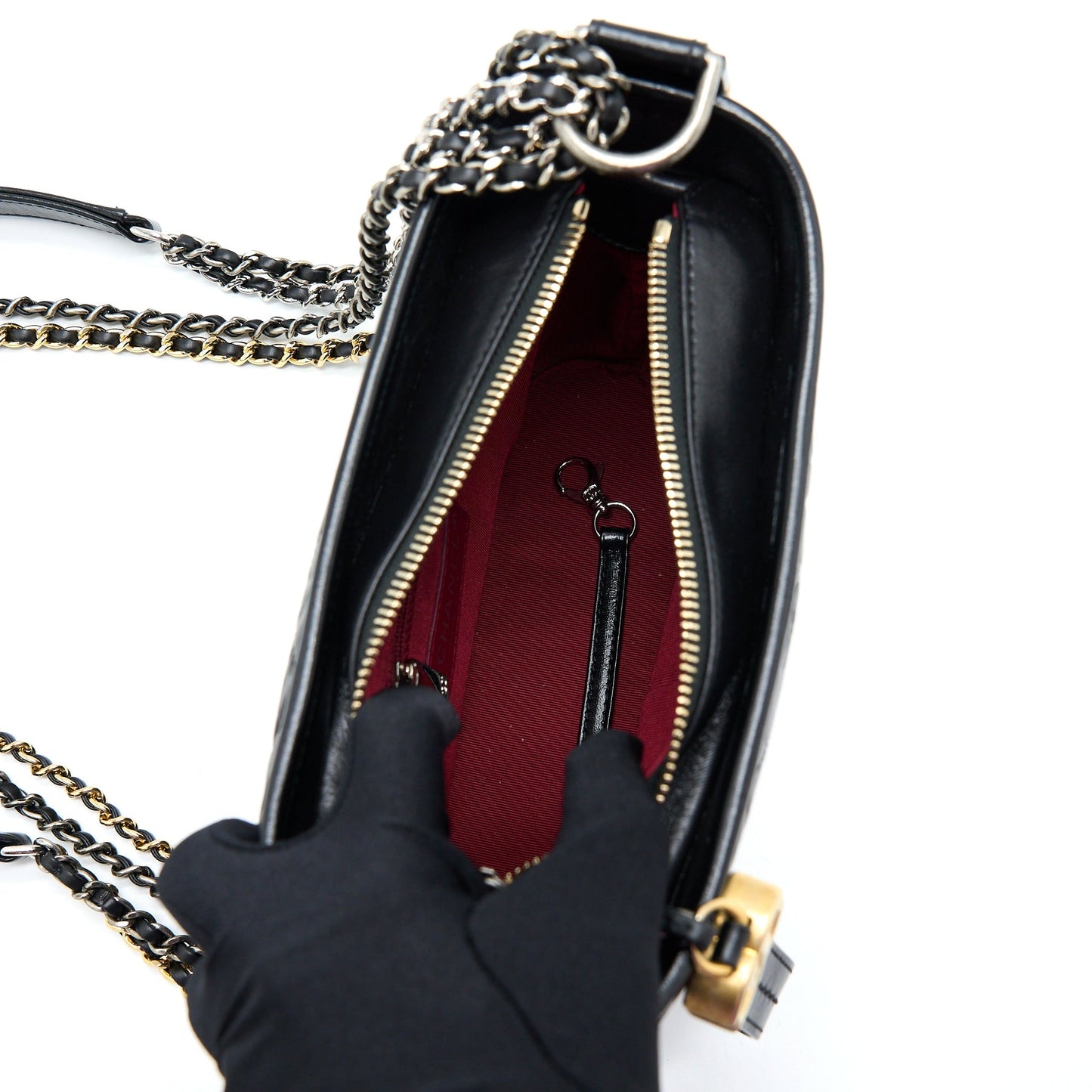 Chanel Small Gabrielle Hobo Bag Calfskin Black With Multicolour Hardware