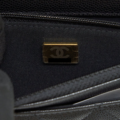 Chanel 22S Detailed Logo Wallet On Chain Caviar Black LGHW