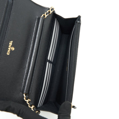 Chanel 22S Detailed Logo Wallet On Chain Caviar Black LGHW