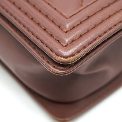 CHANEL MEDIUM BOY CHANEL BAG CHOCOLATE BROWN SHW