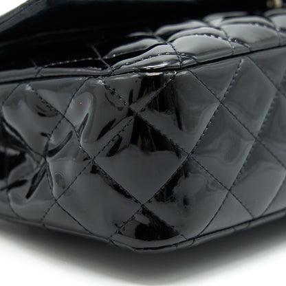 Chanel Patent Leather Medium Classic Double Flap bag Black SHW