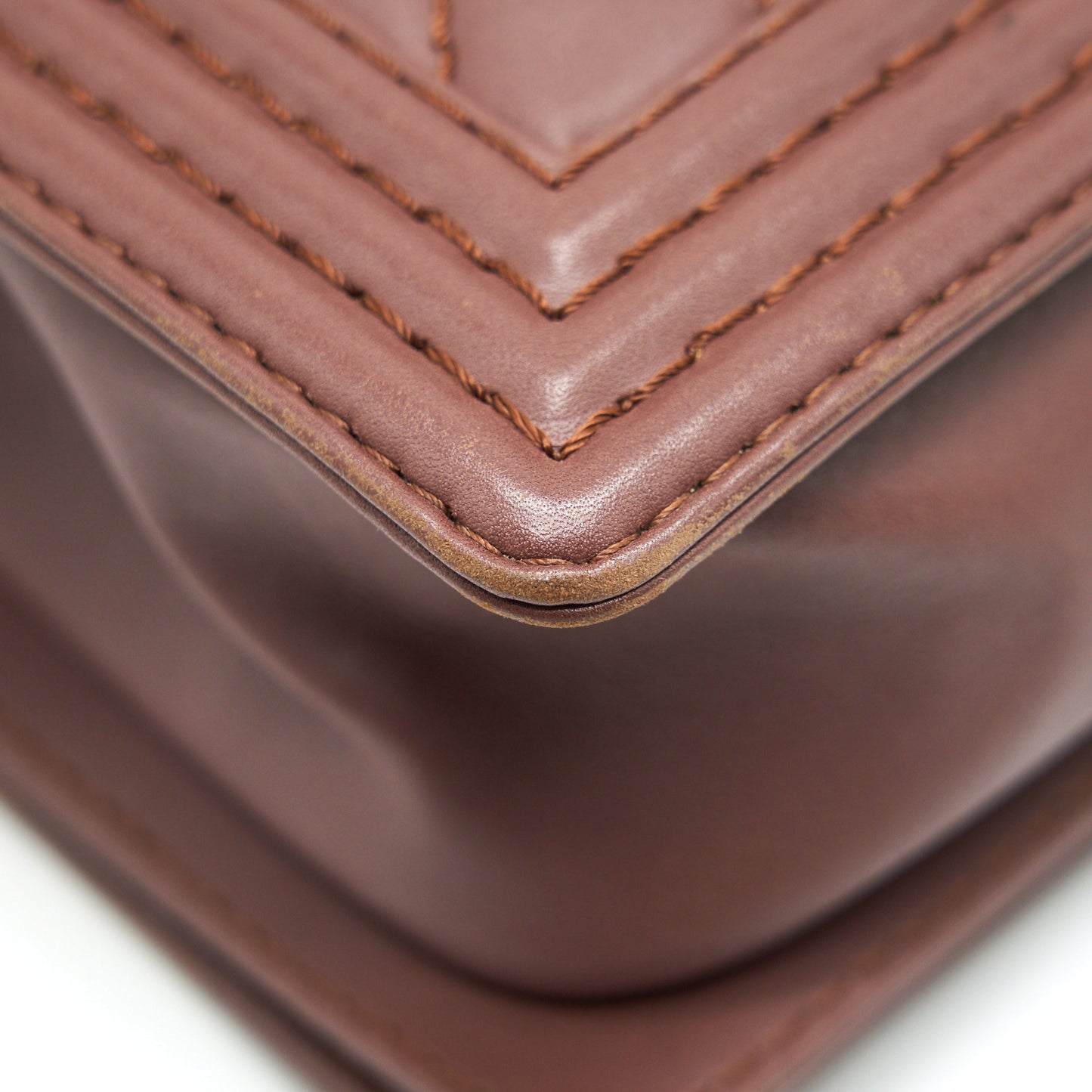 CHANEL MEDIUM BOY CHANEL BAG CHOCOLATE BROWN SHW