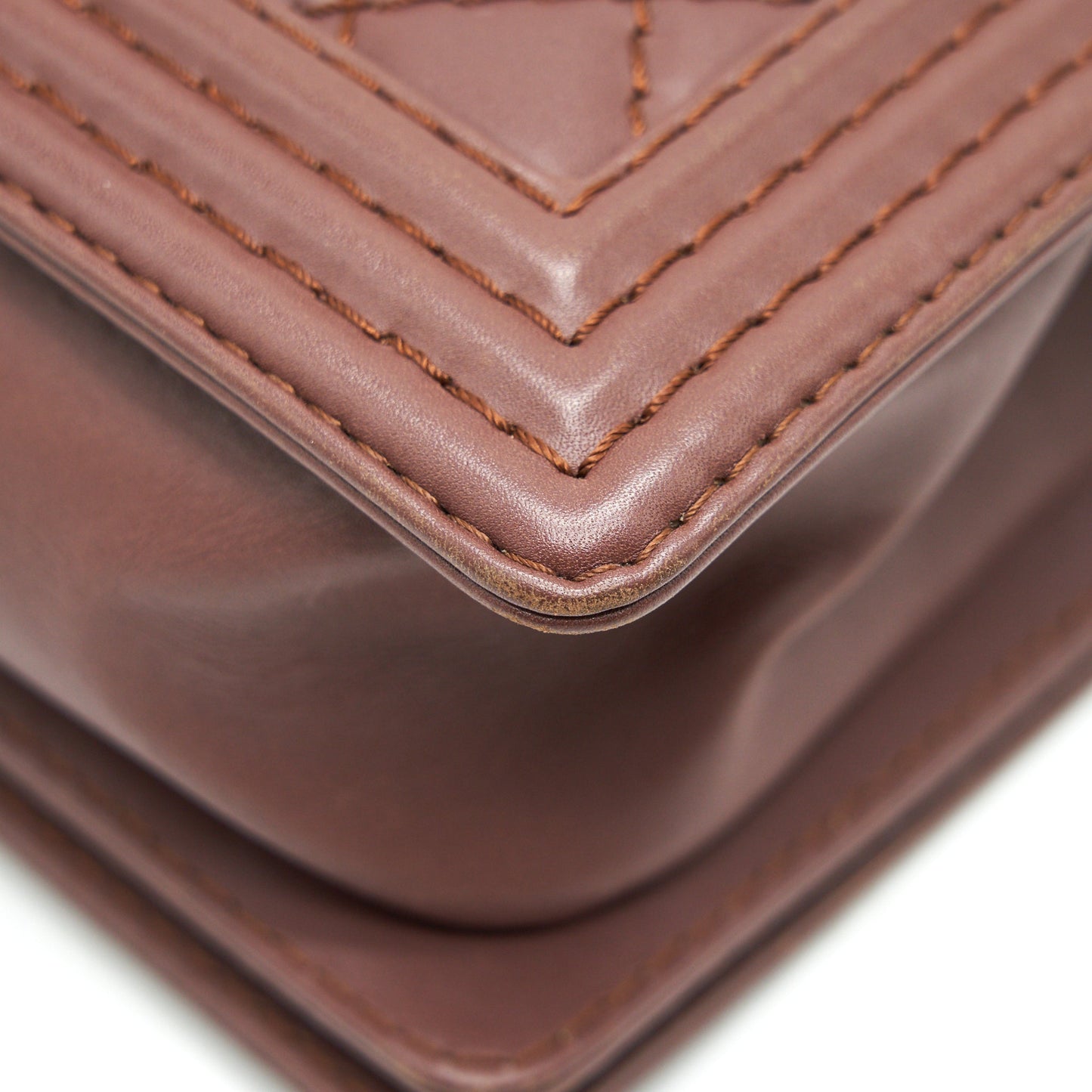 CHANEL MEDIUM BOY CHANEL BAG CHOCOLATE BROWN SHW