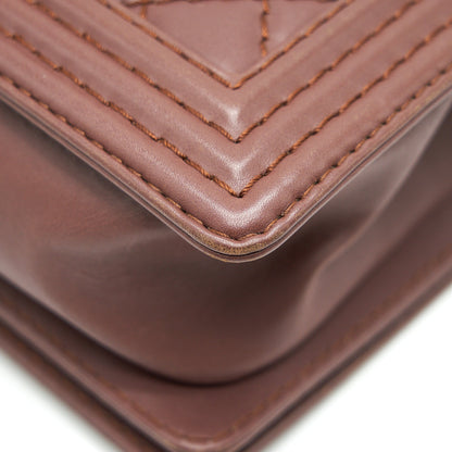 CHANEL MEDIUM BOY CHANEL BAG CHOCOLATE BROWN SHW