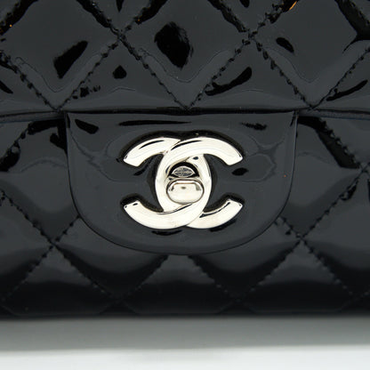 Chanel Patent Leather Medium Classic Double Flap bag Black SHW