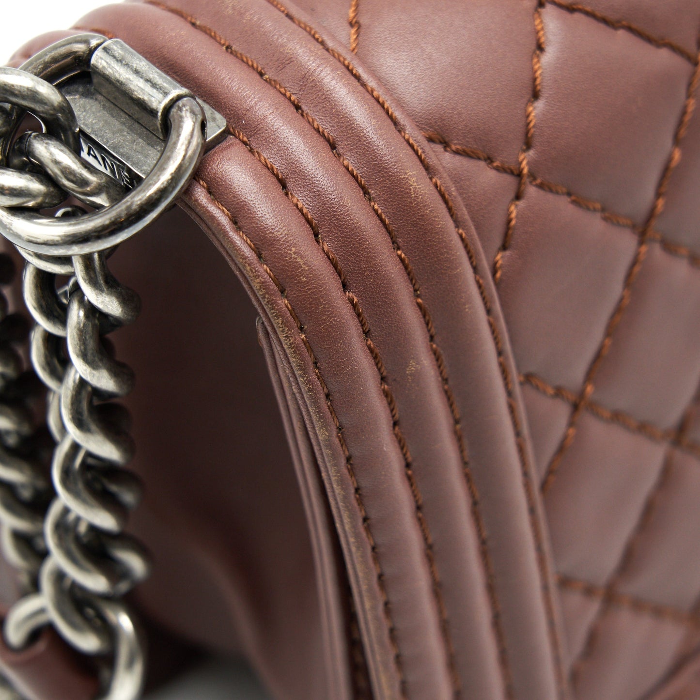 CHANEL MEDIUM BOY CHANEL BAG CHOCOLATE BROWN SHW