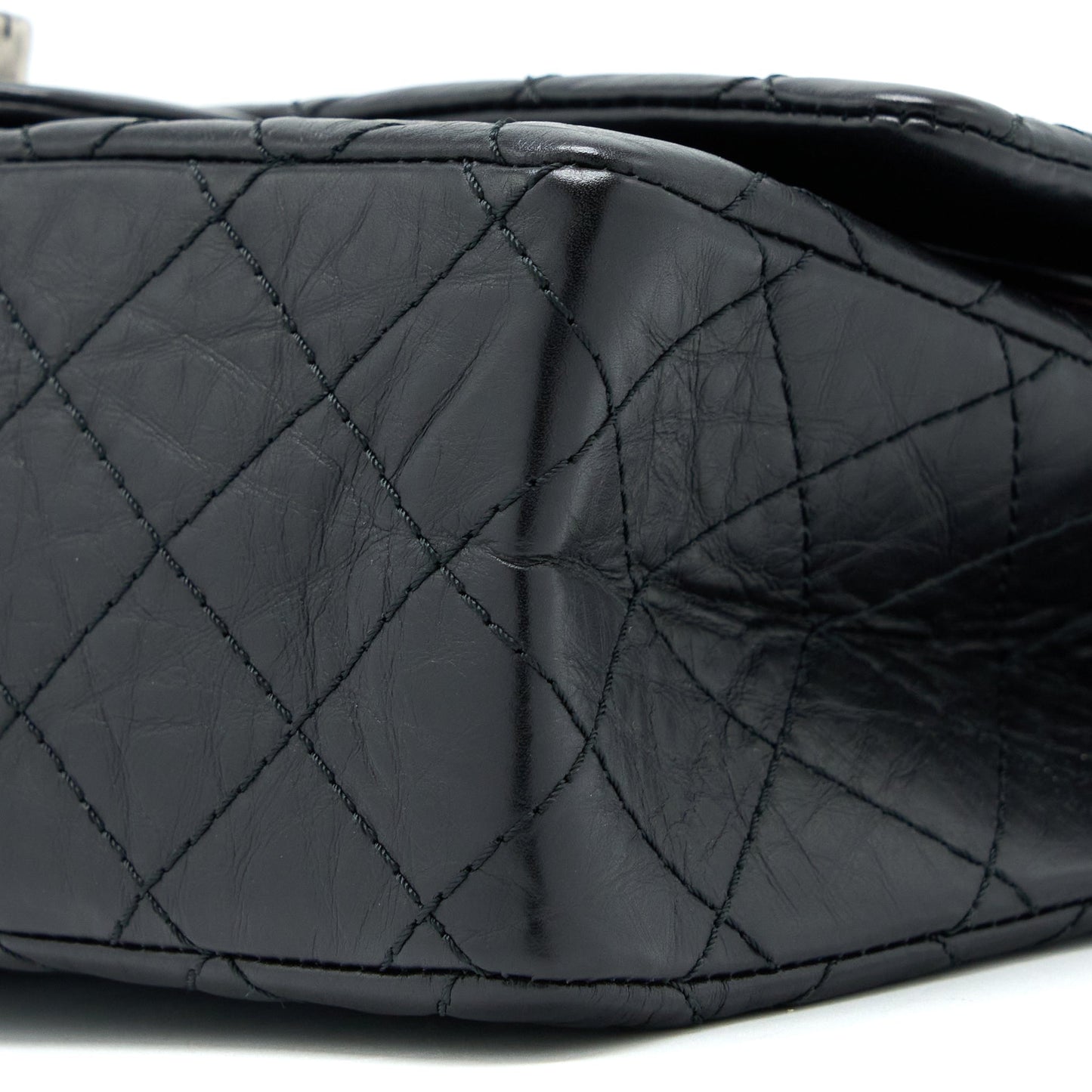 Chanel Small 2.55 Reissue Flap Bag Aged Calfskin Black With Ruthenium Hardware