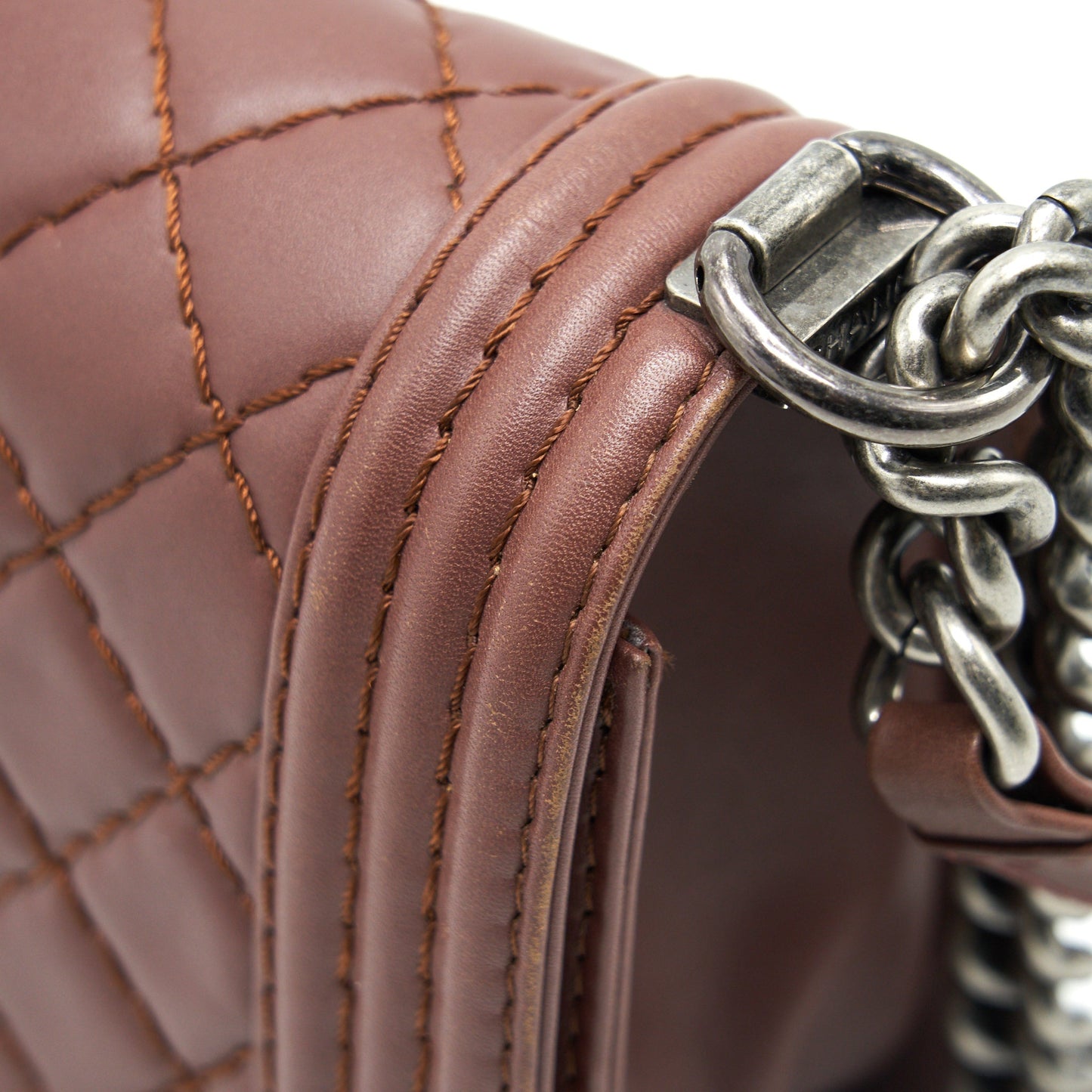 CHANEL MEDIUM BOY CHANEL BAG CHOCOLATE BROWN SHW