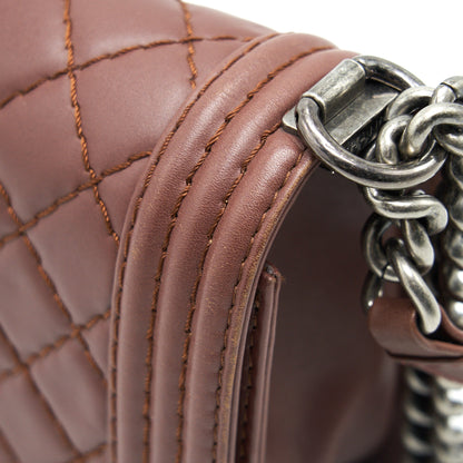 CHANEL MEDIUM BOY CHANEL BAG CHOCOLATE BROWN SHW