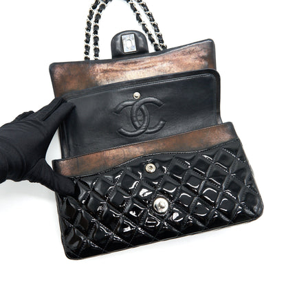 Chanel Patent Leather Medium Classic Double Flap bag Black SHW