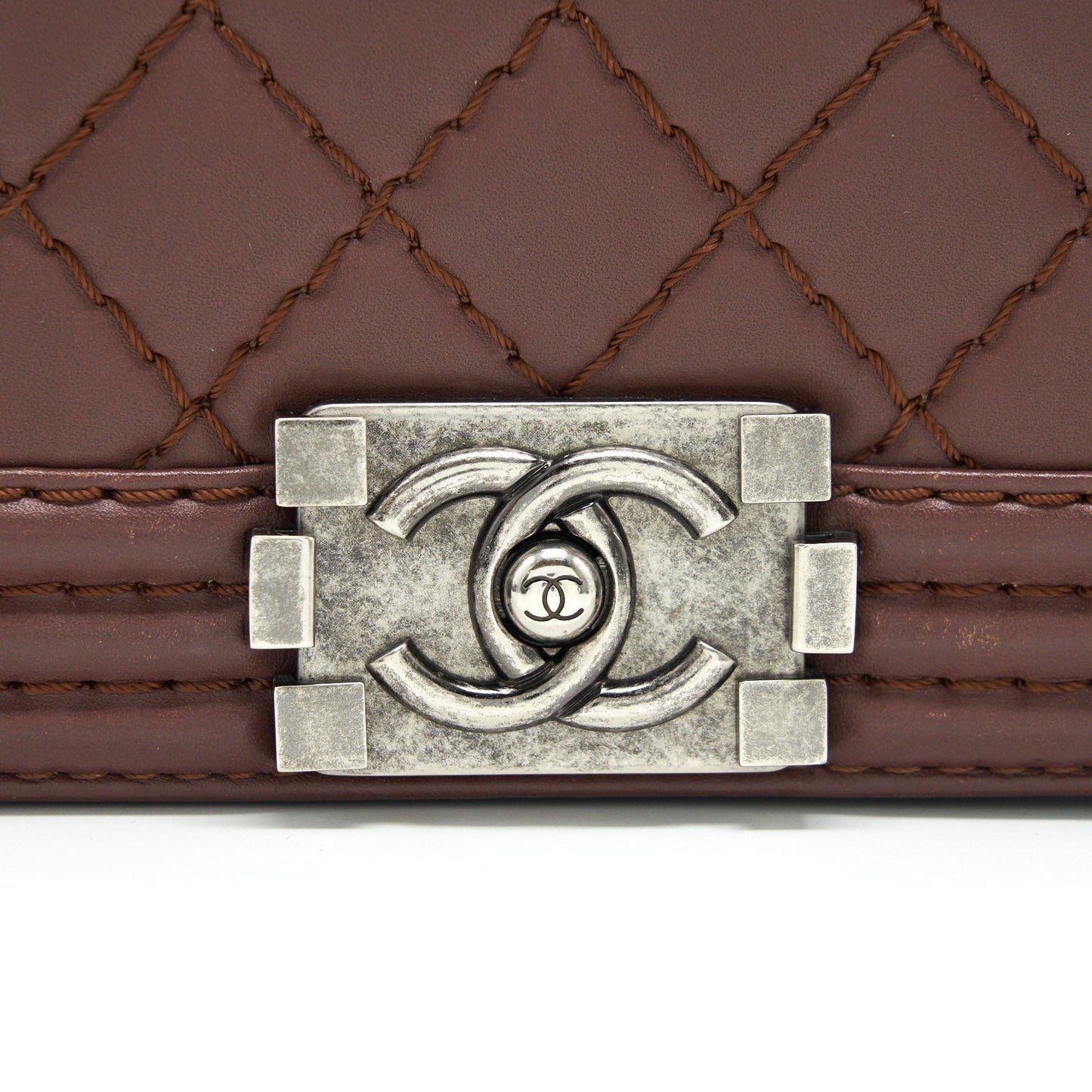CHANEL MEDIUM BOY CHANEL BAG CHOCOLATE BROWN SHW