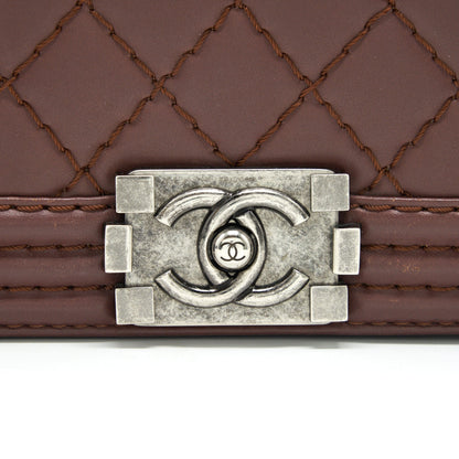 CHANEL MEDIUM BOY CHANEL BAG CHOCOLATE BROWN SHW