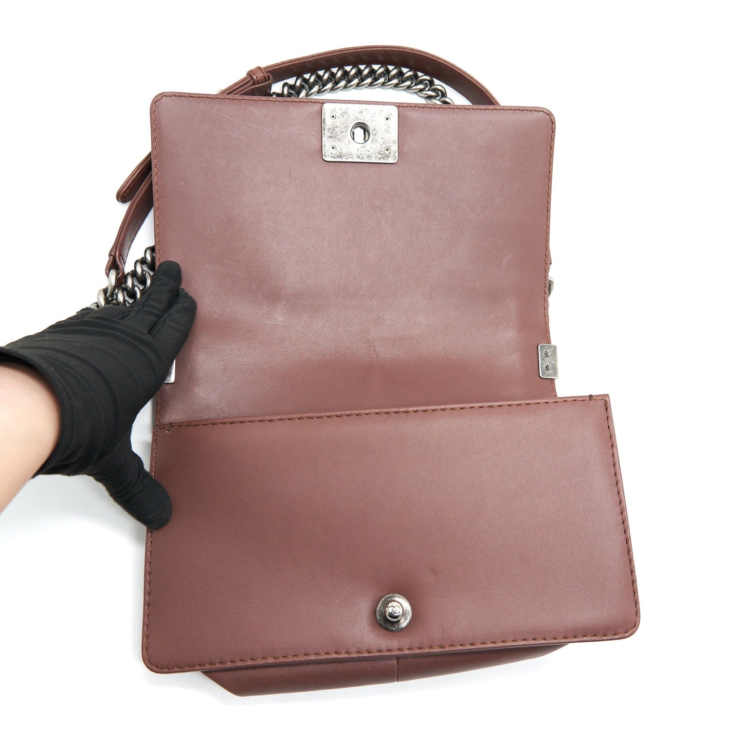 CHANEL MEDIUM BOY CHANEL BAG CHOCOLATE BROWN SHW