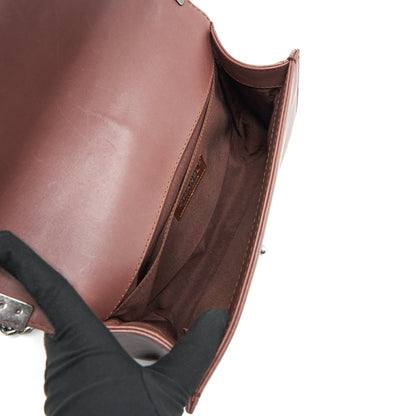 CHANEL MEDIUM BOY CHANEL BAG CHOCOLATE BROWN SHW