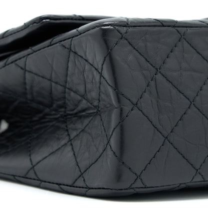 Chanel Small 2.55 Reissue Flap Bag Aged Calfskin Black With Ruthenium Hardware